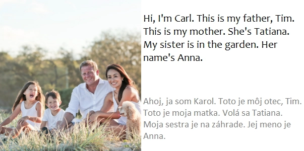 členovia rodiny po anglicky – this is my family (text)