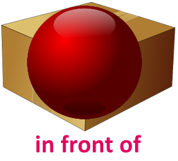 in front of