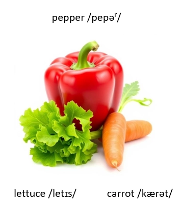 jedlo a nápoje paprika, šalát, mrkva