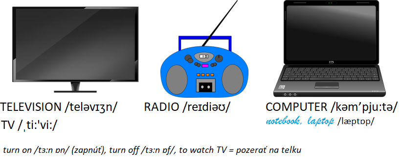 televízia, rádio, počítač