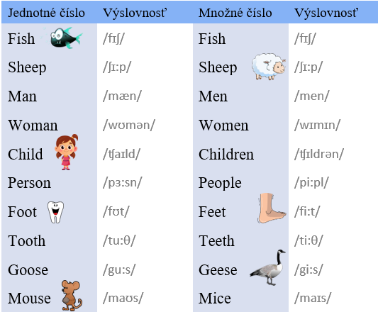 Množné číslo nepravidelné
