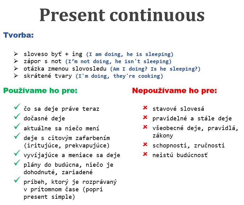 present continuous