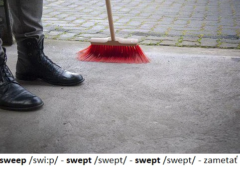 nepravidelné slovesá v angličtine sweep zametať
