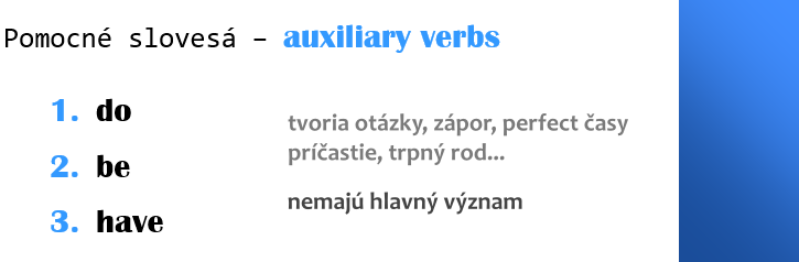 auxiliary verbs pomocné slovesá do be have 