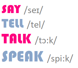 say, tell, talk, speak