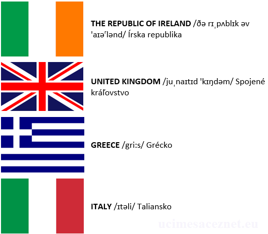 krajiny Európy Írsko, UK, Grécko, Talansko