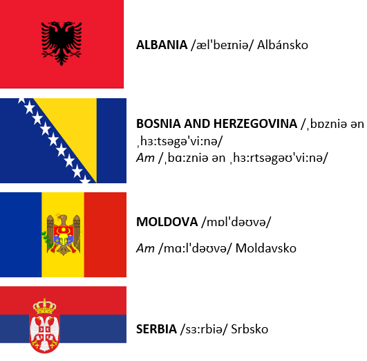 krajiny Európy Albánsko, Moldavsko, Bosna a Hercegovina