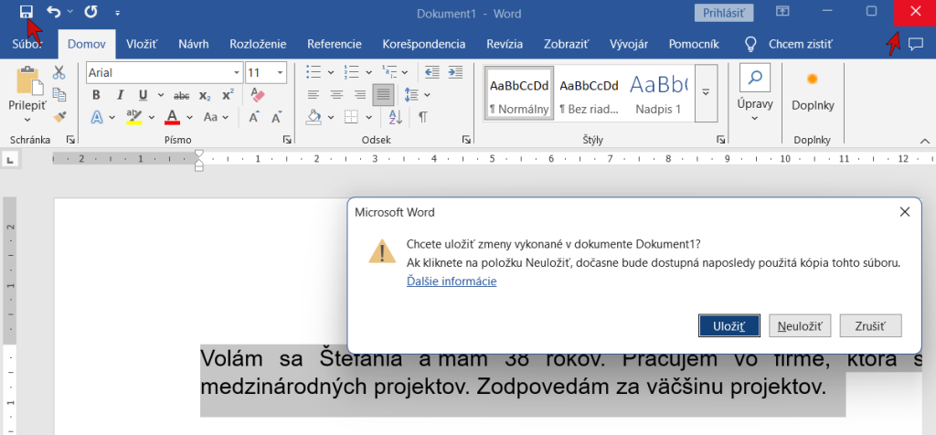 uloženie dokumentu