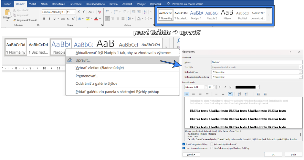 automatický obsah vo Worde – označenie nadpisov 