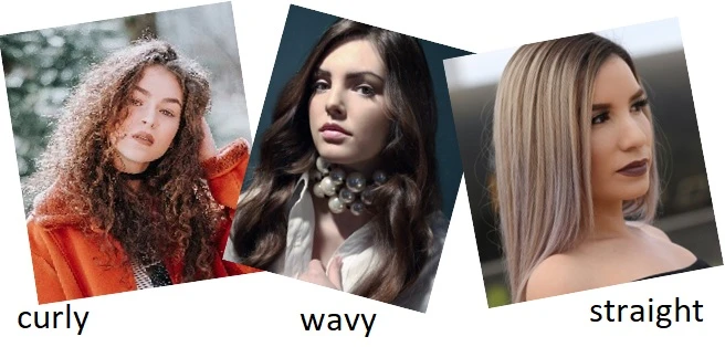 vlasy vlnité, kučeravé, rovné