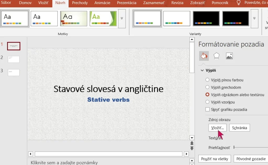 Obrázok ako pozadie v PowerPointe