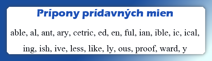prípony prídavných mien