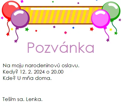 pozvánka 