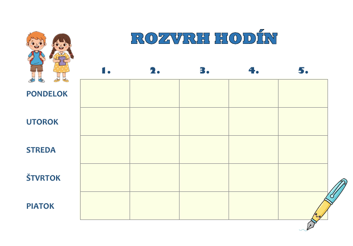 rozvrh hodín